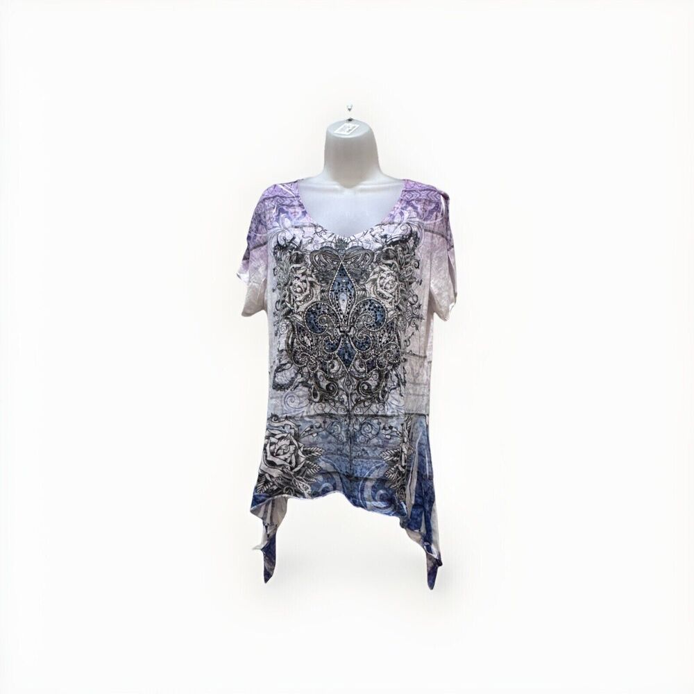 Urban X Women's Smokey Purple and White Sublimation Tee Measures XL